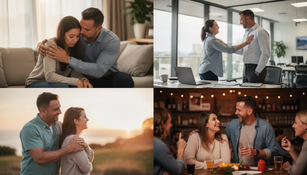 découvrez la signification de toucher l'épaule d'une femme selon le contexte : gestes d'affection, de soutien, ou autres intentions dans diverses situations.